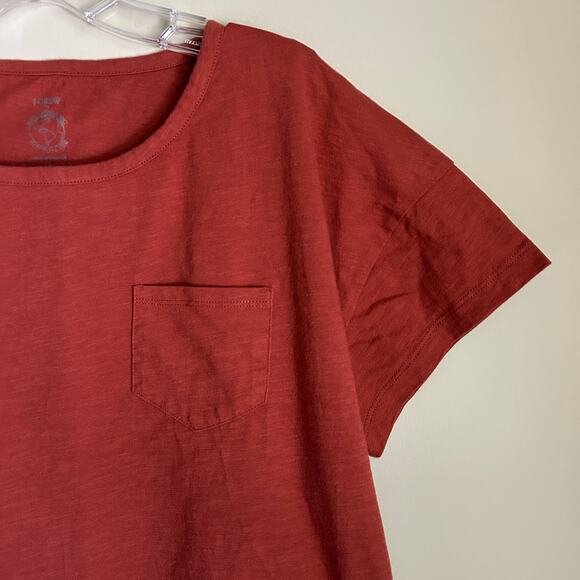 J. Crew Burnt Orange/Red Organic Cotton Short Sleeve Boxy Pocket Tee Size Large - Picture 3 of 7